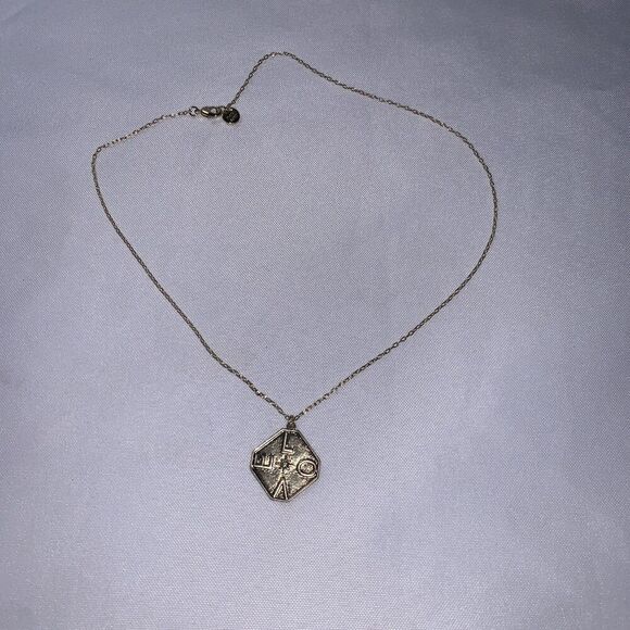 Marlyn Schiff Hexagon Shaped Pendent Necklace, Love With A Crystal In The Middle - Picture 6 of 8